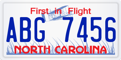 NC license plate ABG7456