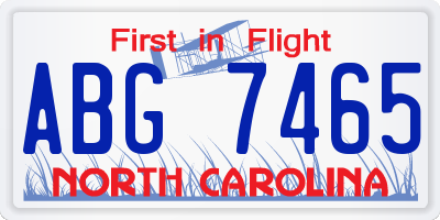 NC license plate ABG7465
