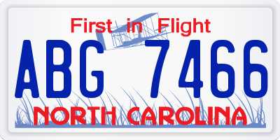 NC license plate ABG7466