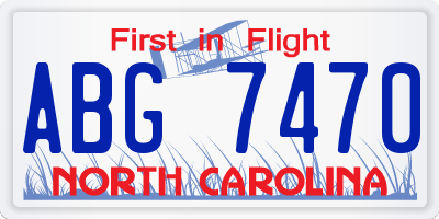NC license plate ABG7470