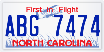 NC license plate ABG7474
