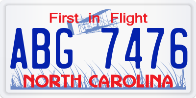 NC license plate ABG7476