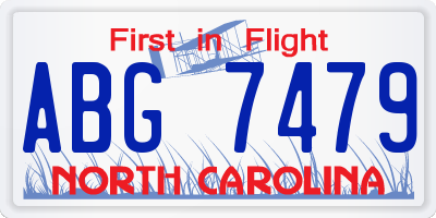 NC license plate ABG7479