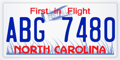 NC license plate ABG7480