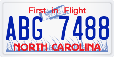 NC license plate ABG7488