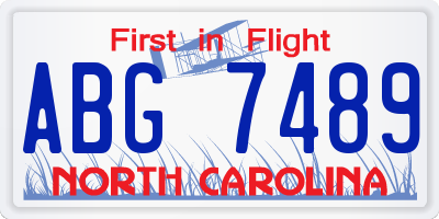 NC license plate ABG7489