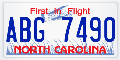 NC license plate ABG7490
