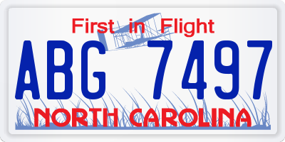 NC license plate ABG7497