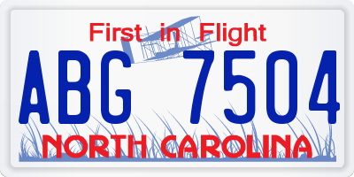 NC license plate ABG7504