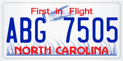 NC license plate ABG7505