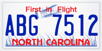 NC license plate ABG7512