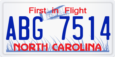 NC license plate ABG7514