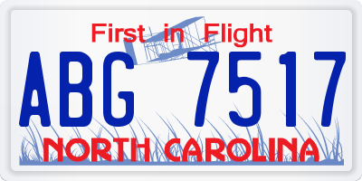 NC license plate ABG7517