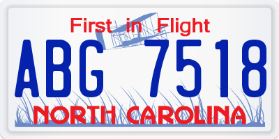 NC license plate ABG7518