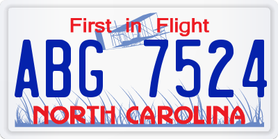 NC license plate ABG7524