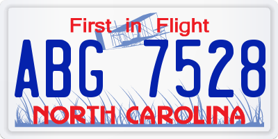 NC license plate ABG7528