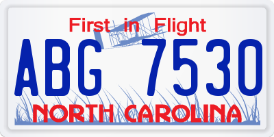 NC license plate ABG7530