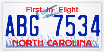 NC license plate ABG7534