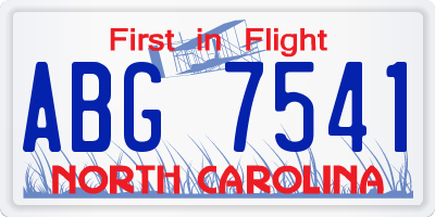 NC license plate ABG7541