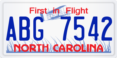 NC license plate ABG7542