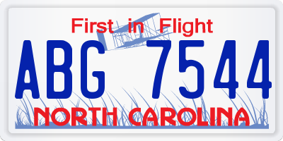 NC license plate ABG7544