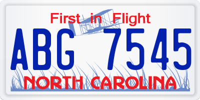 NC license plate ABG7545