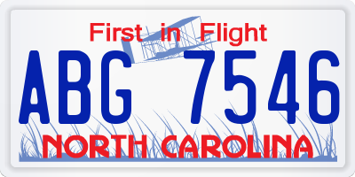 NC license plate ABG7546