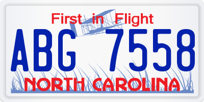 NC license plate ABG7558