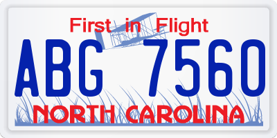 NC license plate ABG7560