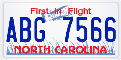 NC license plate ABG7566