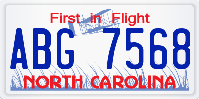 NC license plate ABG7568