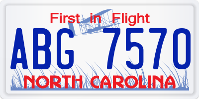 NC license plate ABG7570