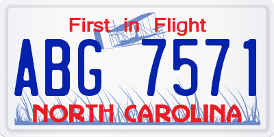 NC license plate ABG7571