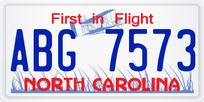 NC license plate ABG7573