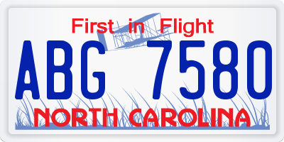 NC license plate ABG7580