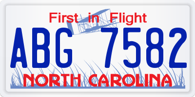 NC license plate ABG7582