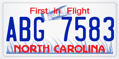 NC license plate ABG7583