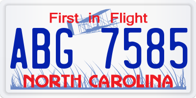 NC license plate ABG7585