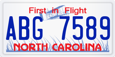 NC license plate ABG7589