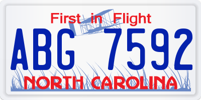 NC license plate ABG7592