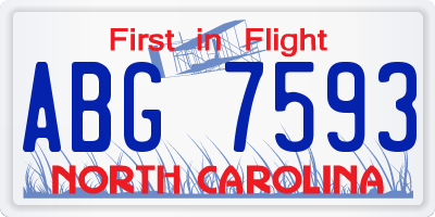 NC license plate ABG7593