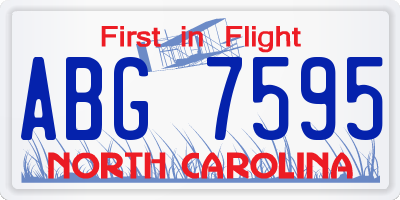 NC license plate ABG7595