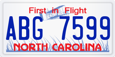 NC license plate ABG7599