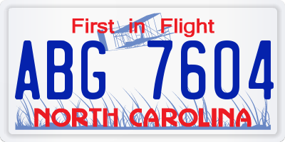 NC license plate ABG7604