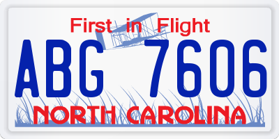 NC license plate ABG7606