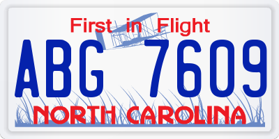 NC license plate ABG7609