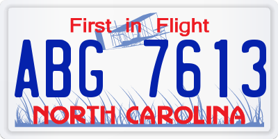 NC license plate ABG7613