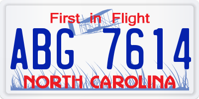 NC license plate ABG7614