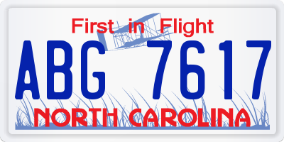 NC license plate ABG7617