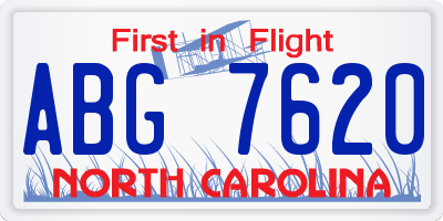 NC license plate ABG7620